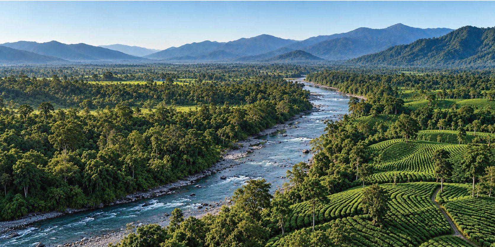 The Dooars landscape — forests, tea estates and open skies near Lataguri