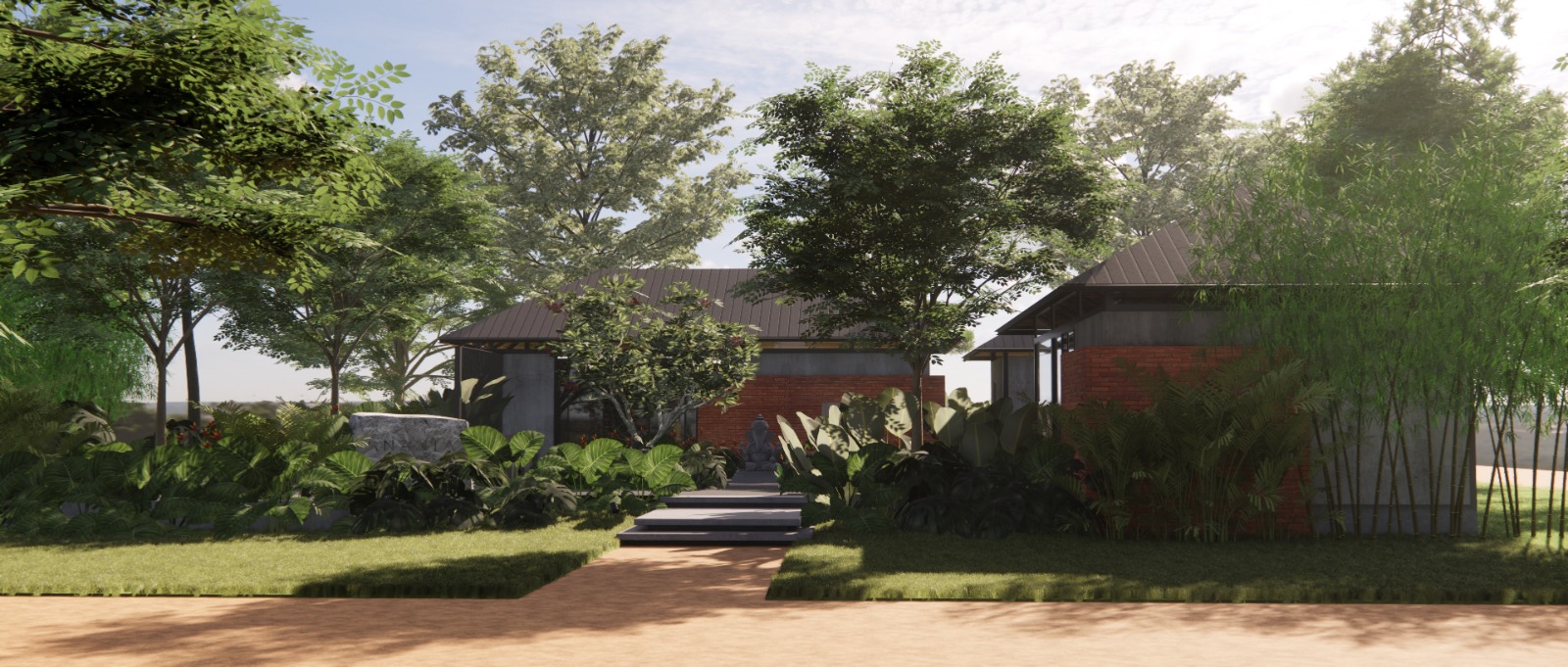 The wellness pavilion nestled among trees at Ananta Woods